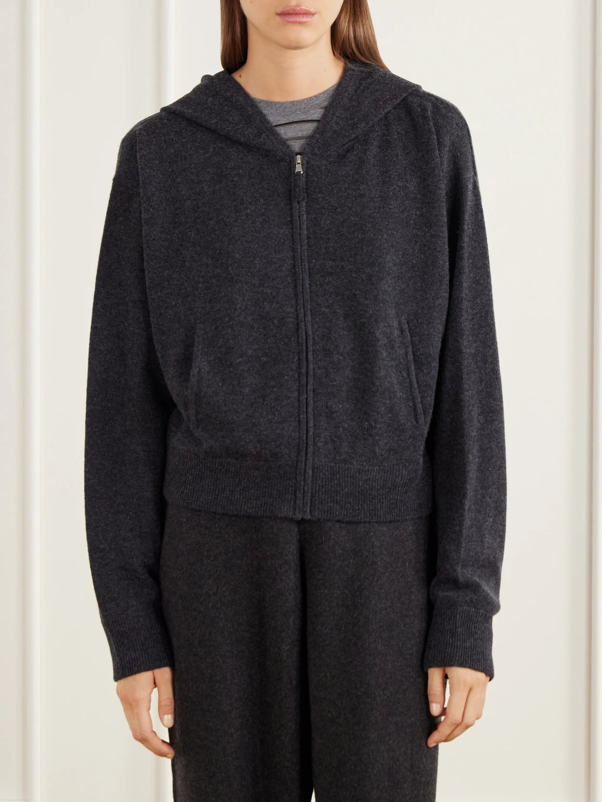 Allude Wool And Cashmere-blend Hooded Zip-up Cardigan And Tapered Pants Set