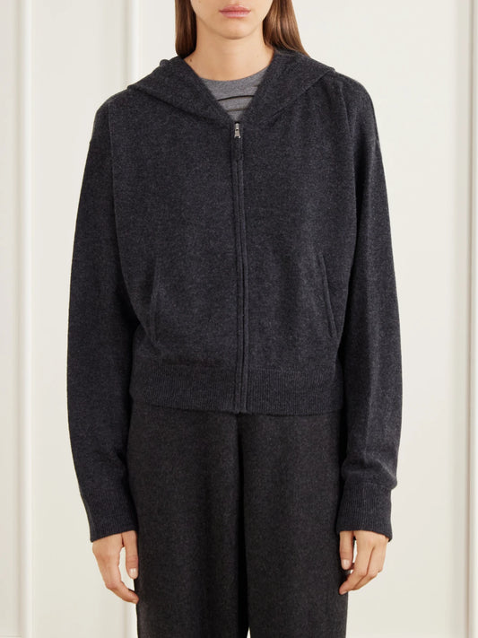 Allude Wool And Cashmere-blend Hooded Zip-up Cardigan And Tapered Pants Set