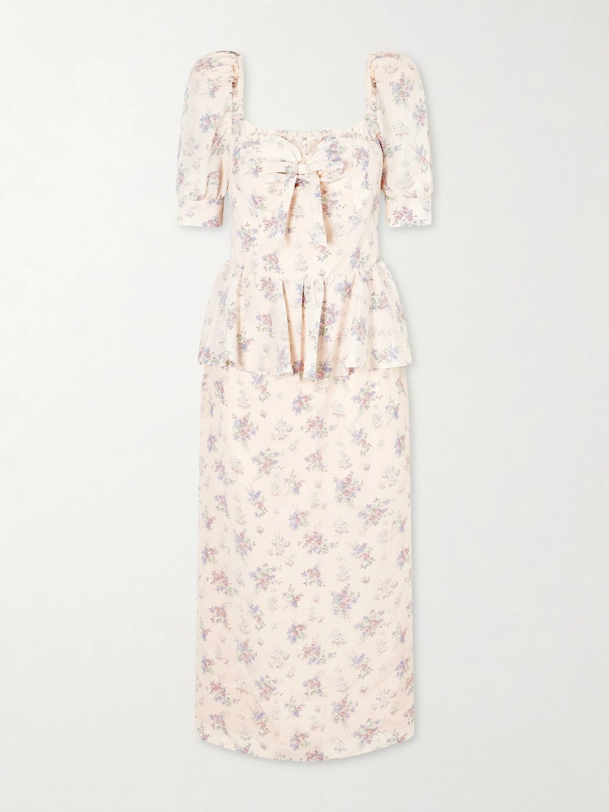 Image of Dresses. Product name - Floral-print Silk-satin Midi Dress in Pink colour by brand - Alessandra Rich