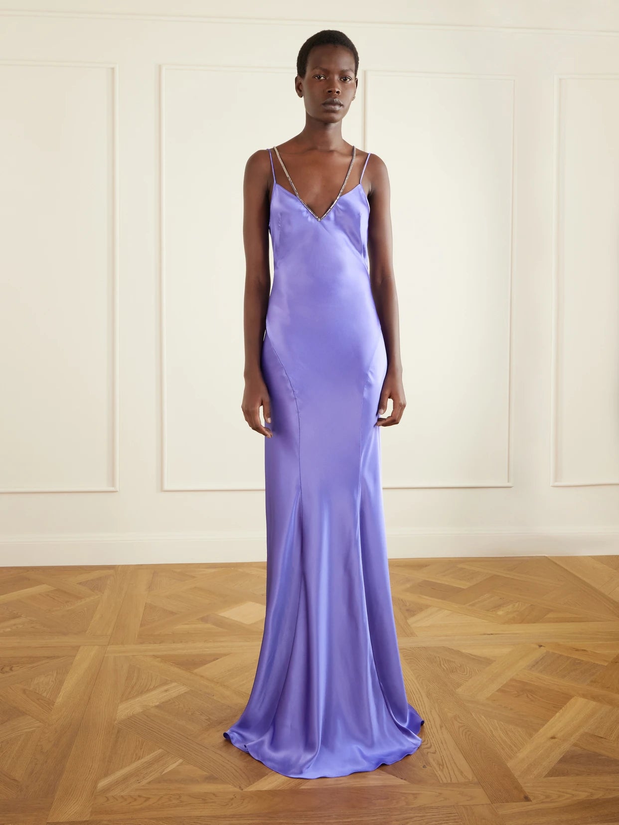 Image of Dresses. Product name - Embellished Satin Gown in Purple colour by brand - TOM FORD