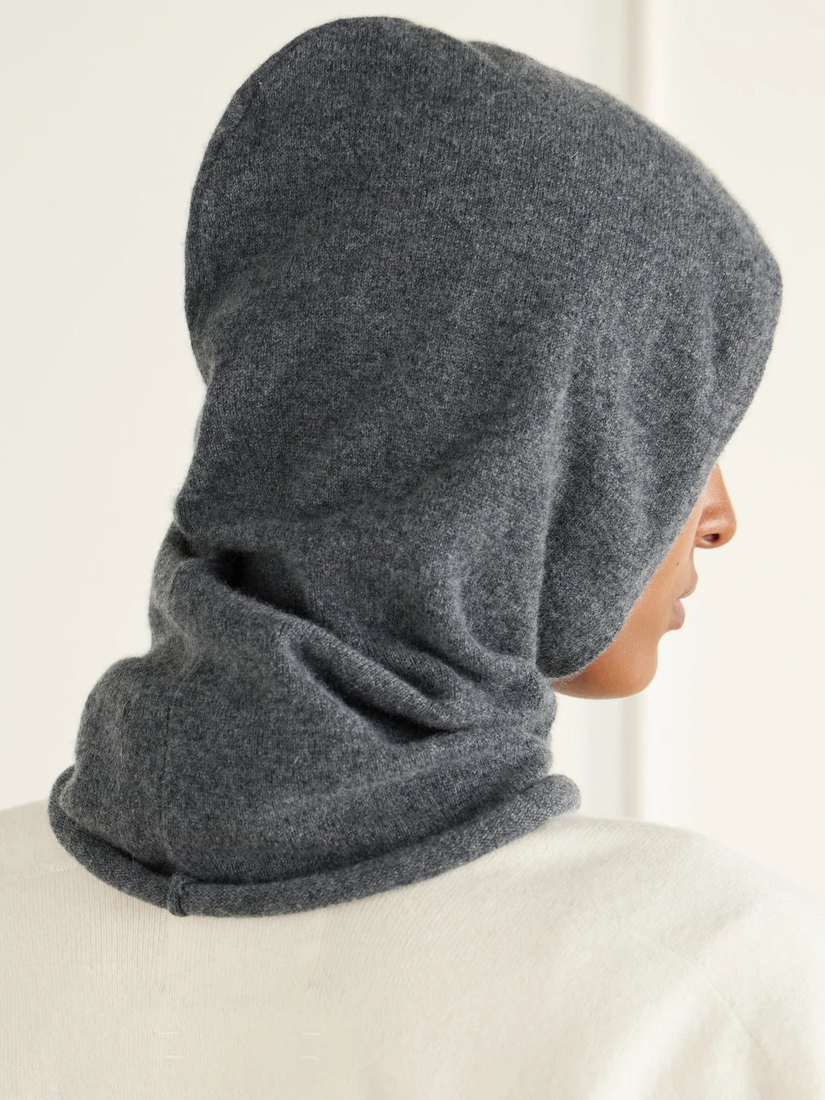 Image of Scarves & Shawls. Product name - Azz Cashmere-blend Knitted Snood in Dark gray colour by brand - Extreme Cashmere