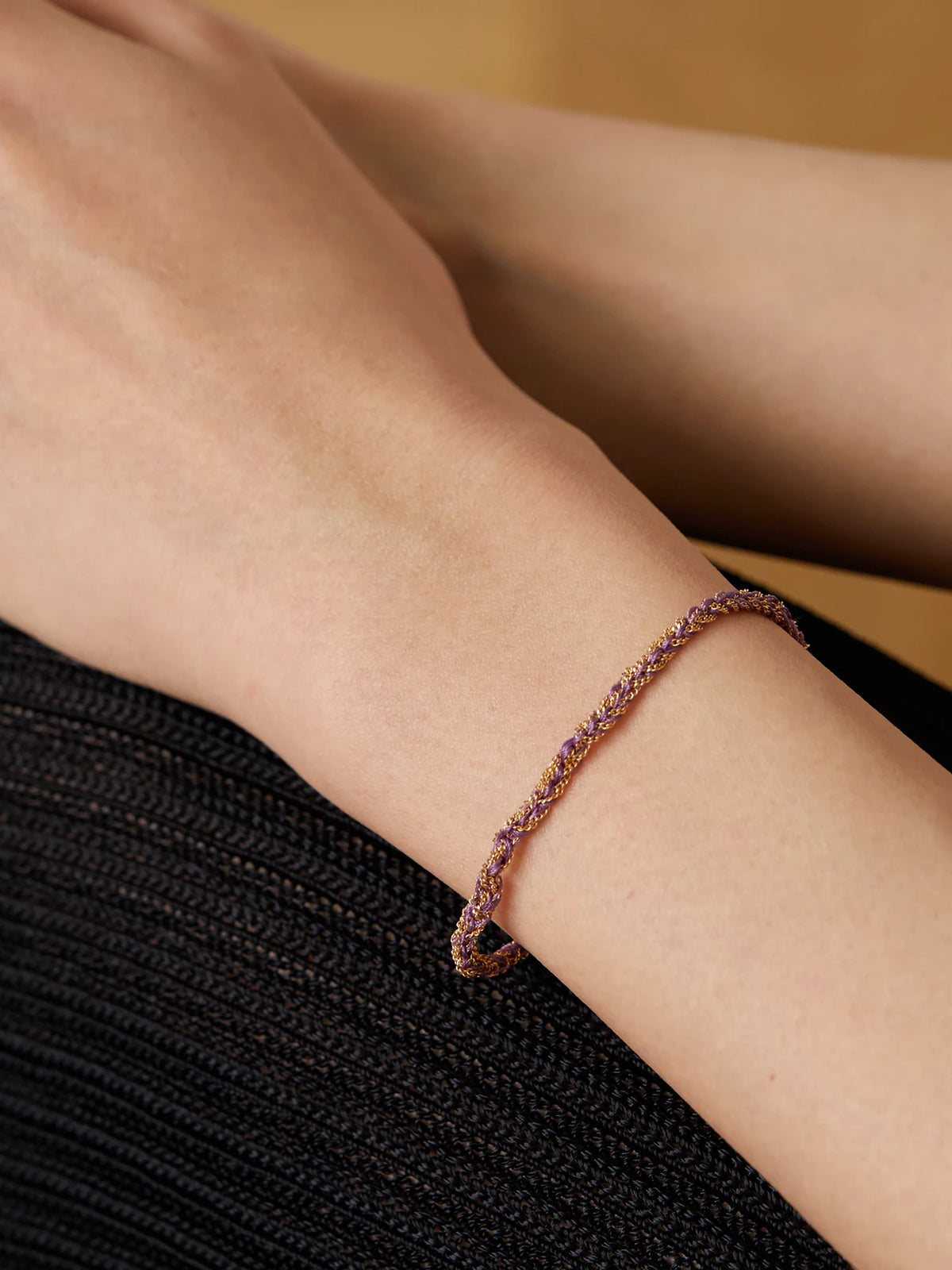 Image of Bracelets. Product name - Lucky Freedom + Butterfly 18-karat Gold And Silk Bracelet in Multi colour by brand - Carolina Bucci