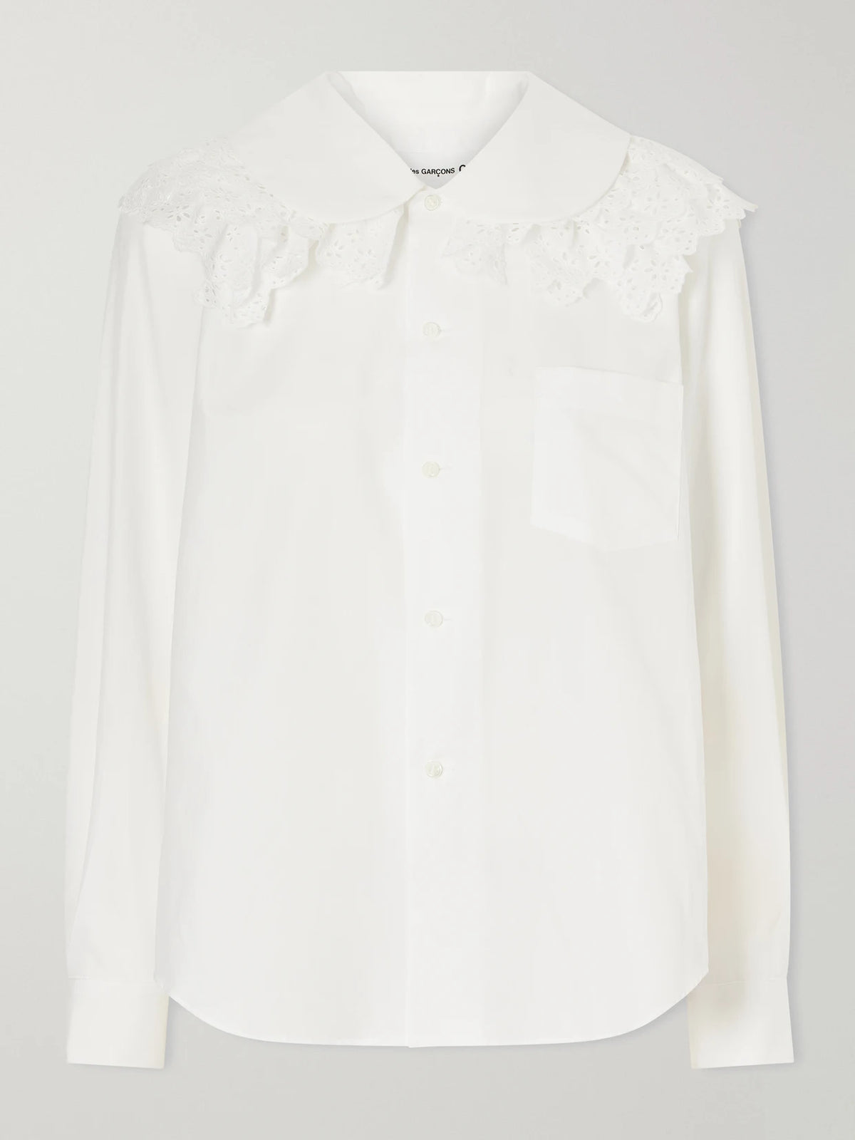Comme des Garçons GIRL Broderie Anglaise-trimmed Cotton-poplin Blouse