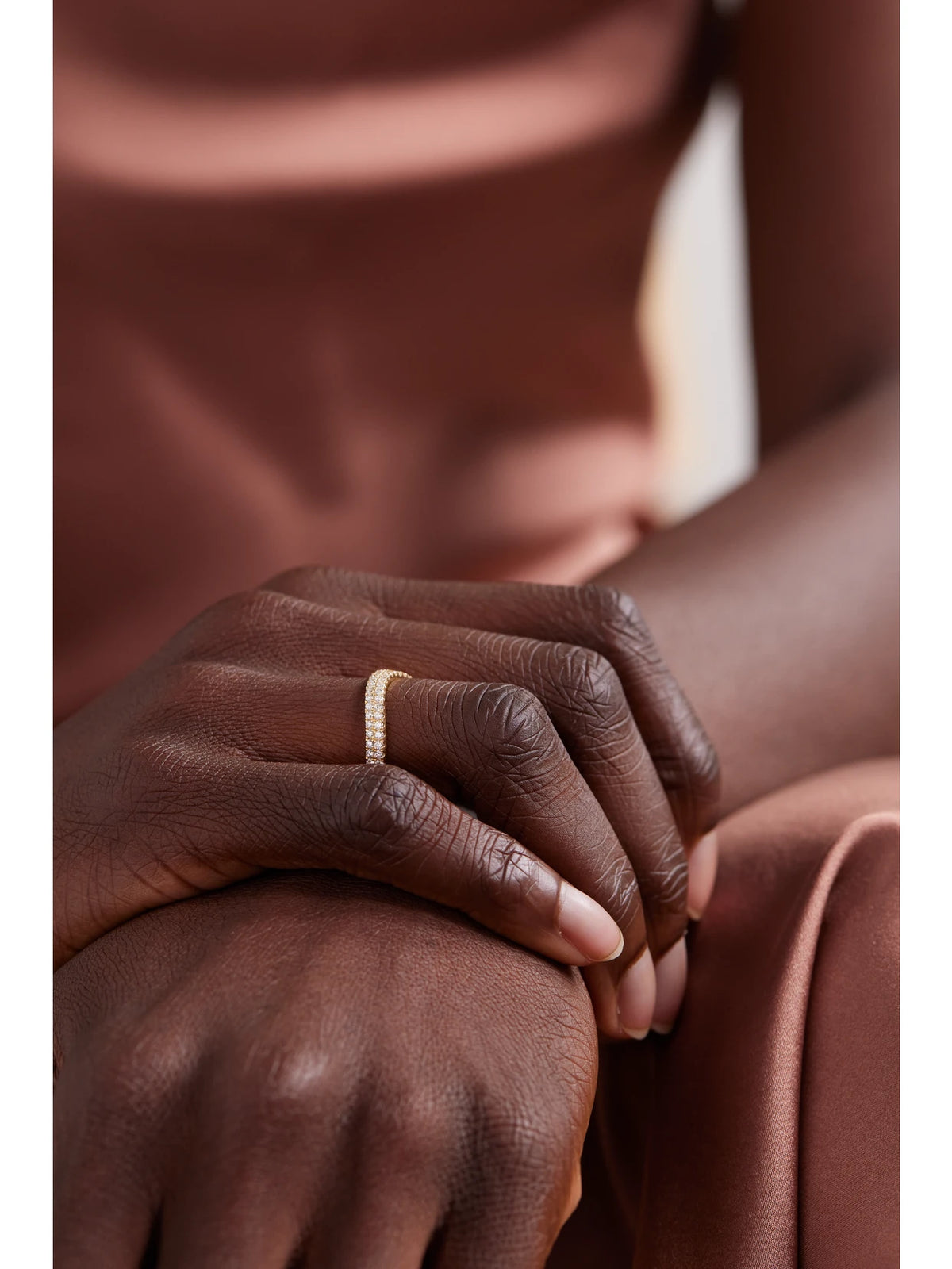 Image of Rings. Product name - Curved 18-karat Gold Diamond Ring in Multi colour by brand - Anita Ko