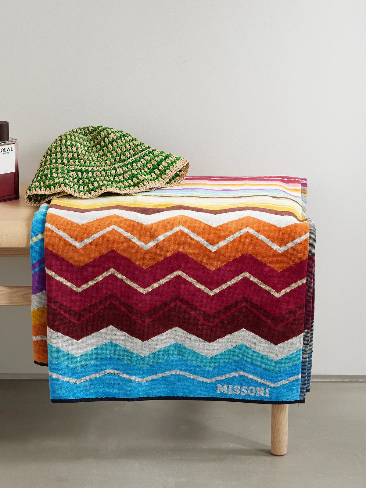 Image of Towels. Product name - Hugo Striped Cotton-terry Towel in Multi colour by brand - MISSONI HOME