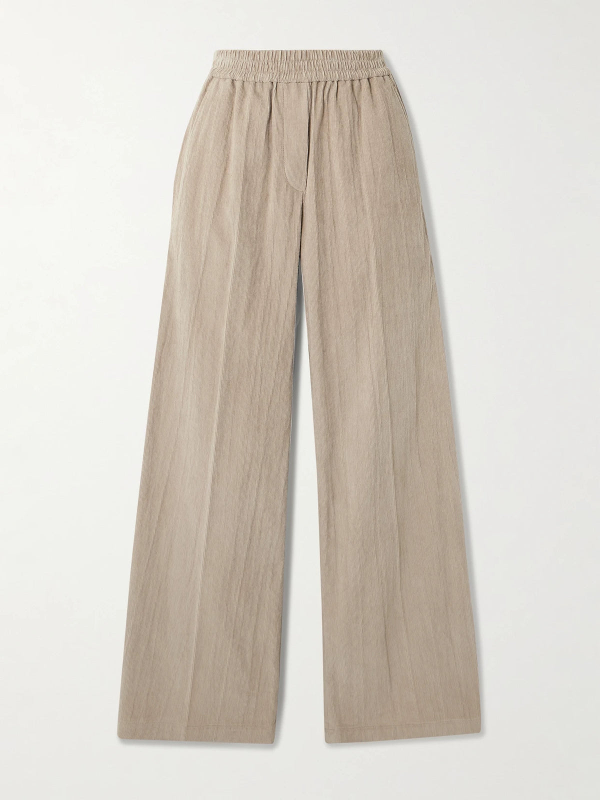 Gathered Cotton-blend Corduroy Wide-leg Pants