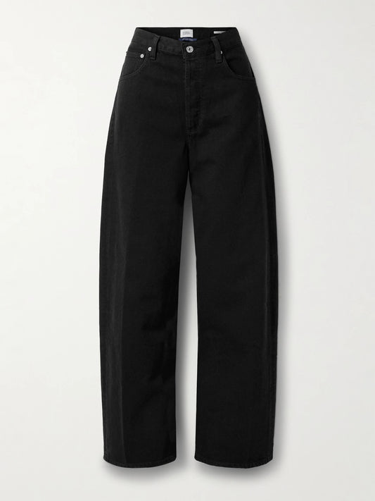 Image of Jeans. Product name - Ayla Baggy Mid-rise Jeans in Black colour by brand - Citizens of Humanity