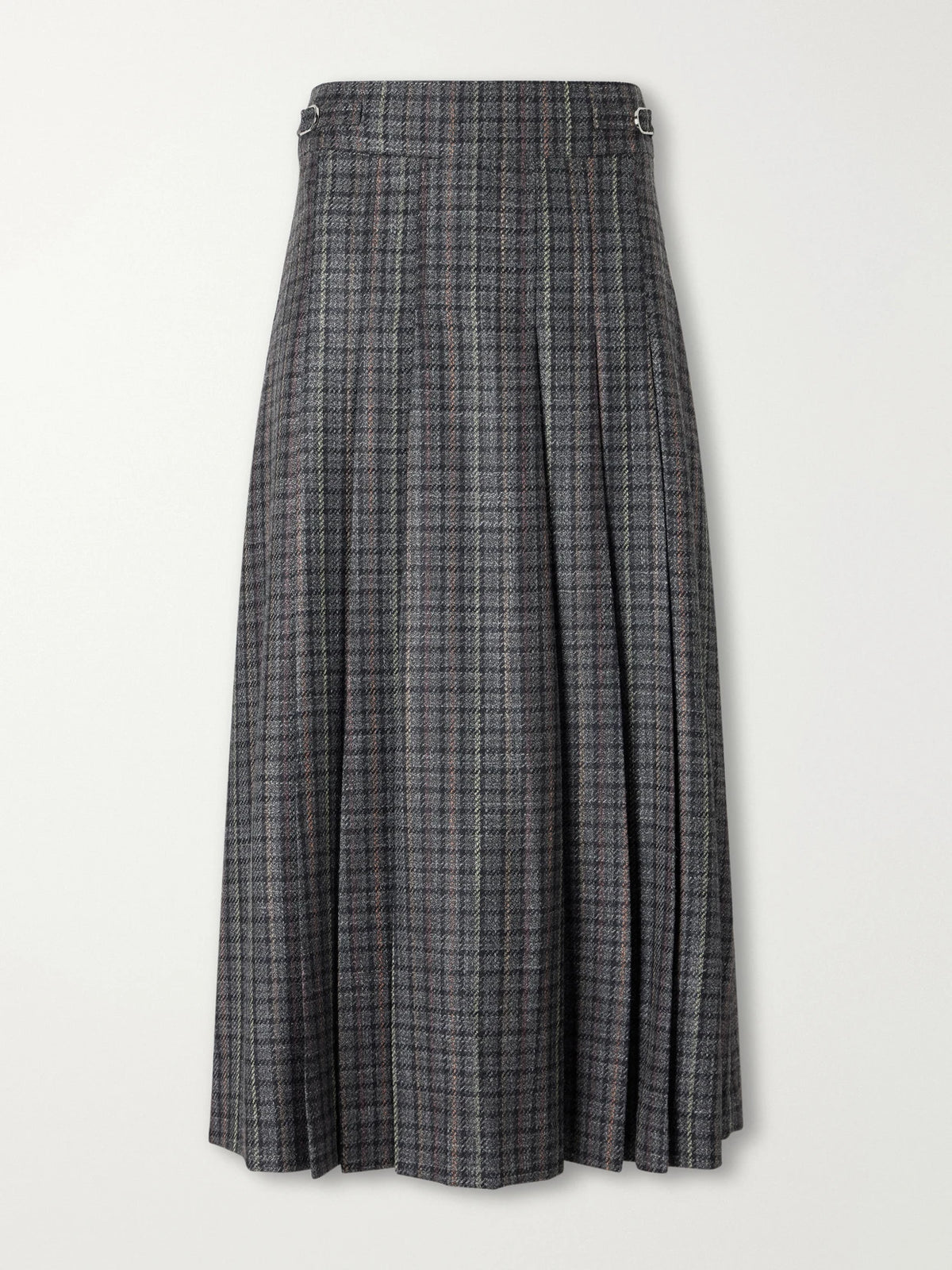 Gabriela Hearst Wesley Pleated Houndstooth Wool And Cashmere-blend Twill Midi Skirt