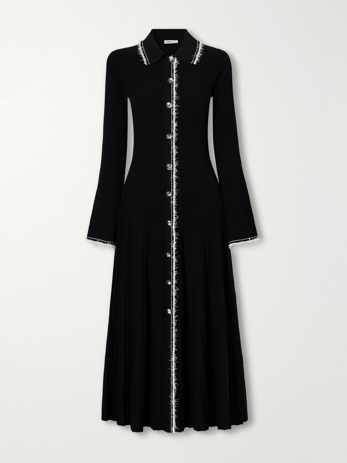 SIMKHAI Orelia Eyelash-trimmed Ribbed Midi Dress