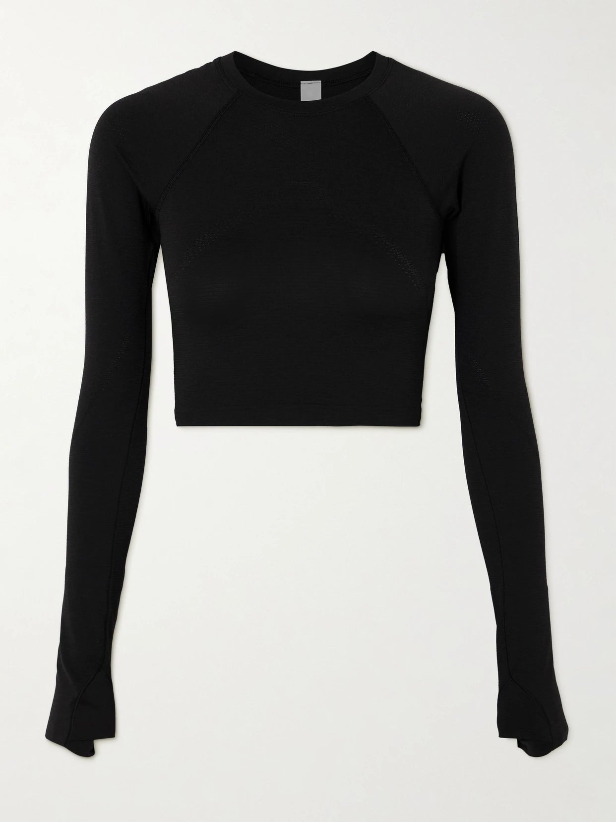 Image of T-Shirts. Product name - Swiftly Tech Cropped Stretch-jersey T-shirt in Black colour by brand - lululemon