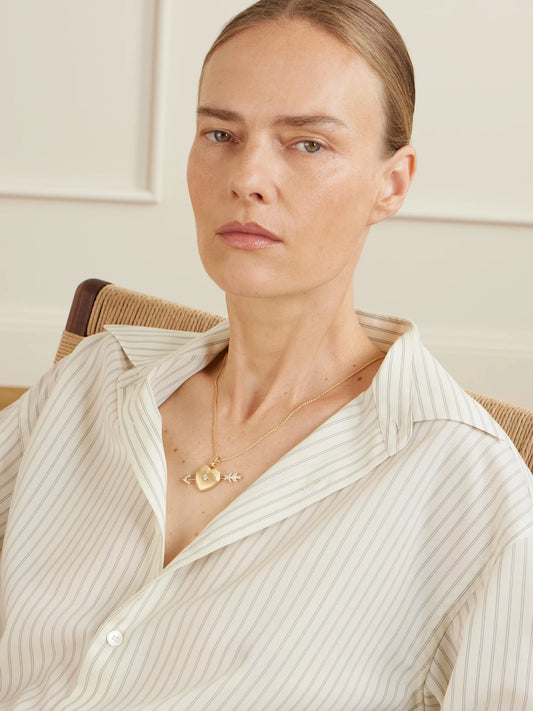 Image of Necklaces. Product name - Caur Percé 18-karat Gold And Diamond Pendant Necklace in Multi colour by brand - Marie Lichtenberg