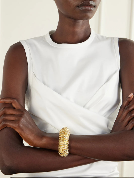 Image of Bracelets. Product name - Bosco Textured Gold-plated Bracelet in Multi colour by brand - Paola Sighinolfi