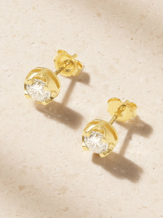 Jennifer Meyer Illusion Medium 18-karat Gold Diamond Stud Earrings