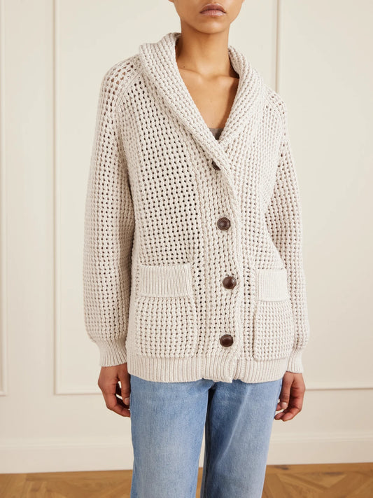 Open-knit Cotton-blend Cardigan