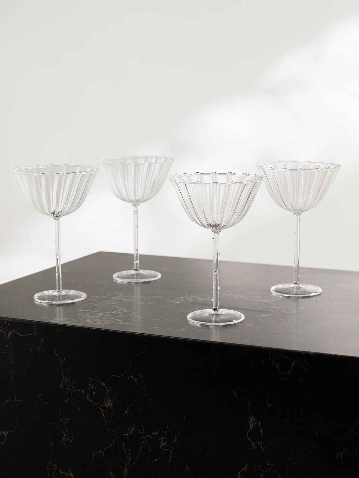 Cosmo Set Of Four Fluted Glass Champagne Coupes