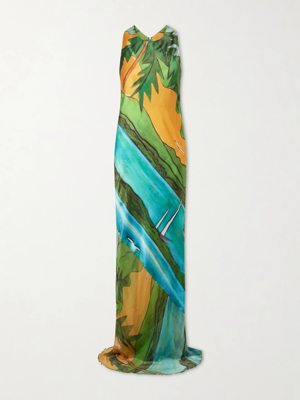 Magdalena Printed Silk-blend Satin Maxi Dress