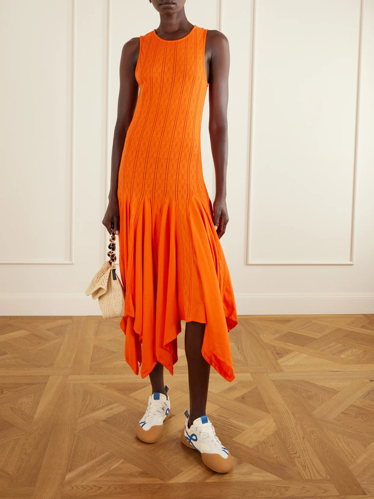 Image of Sneakers. Product name - Grip Tpu And Shell-trimmed Suede Sneakers in White colour by brand - LOEWE