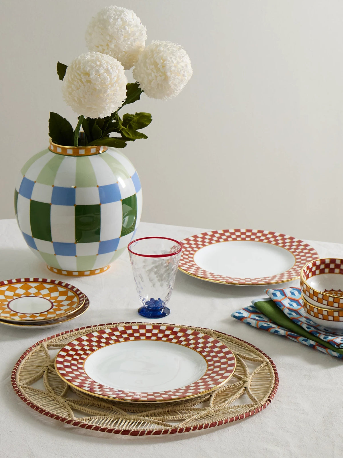Image of Tableware. Product name - Set Of Two Gold-plated Porcelain Dinner Plates in Orange colour by brand - La DoubleJ