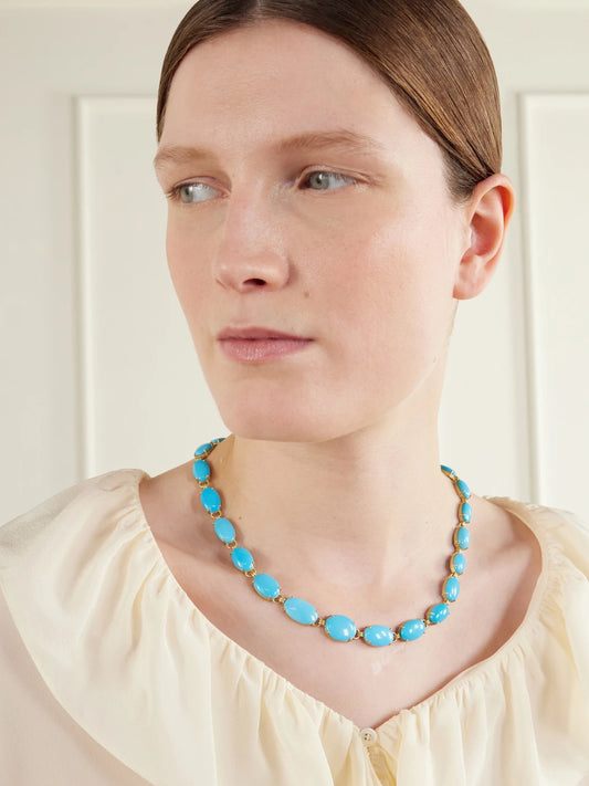 Image of Necklaces. Product name - Heroic 18-karat Gold Turquoise Necklace in Blue colour by brand - Irene Neuwirth