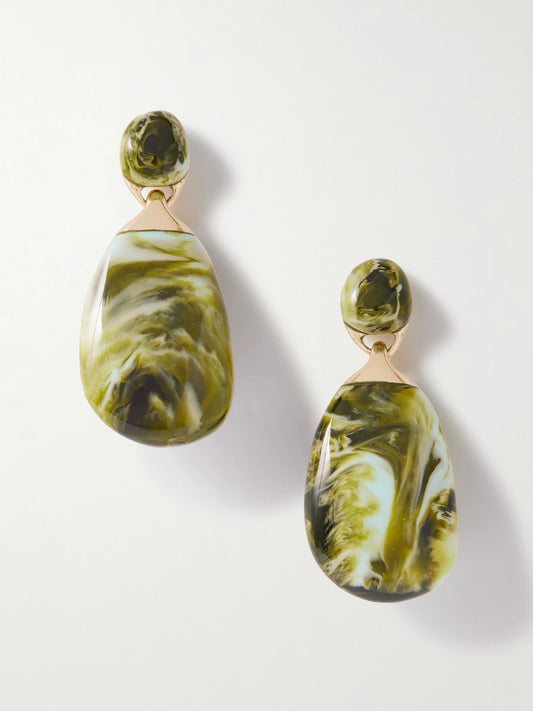River Rock Large Gold-tone Resin Earrings