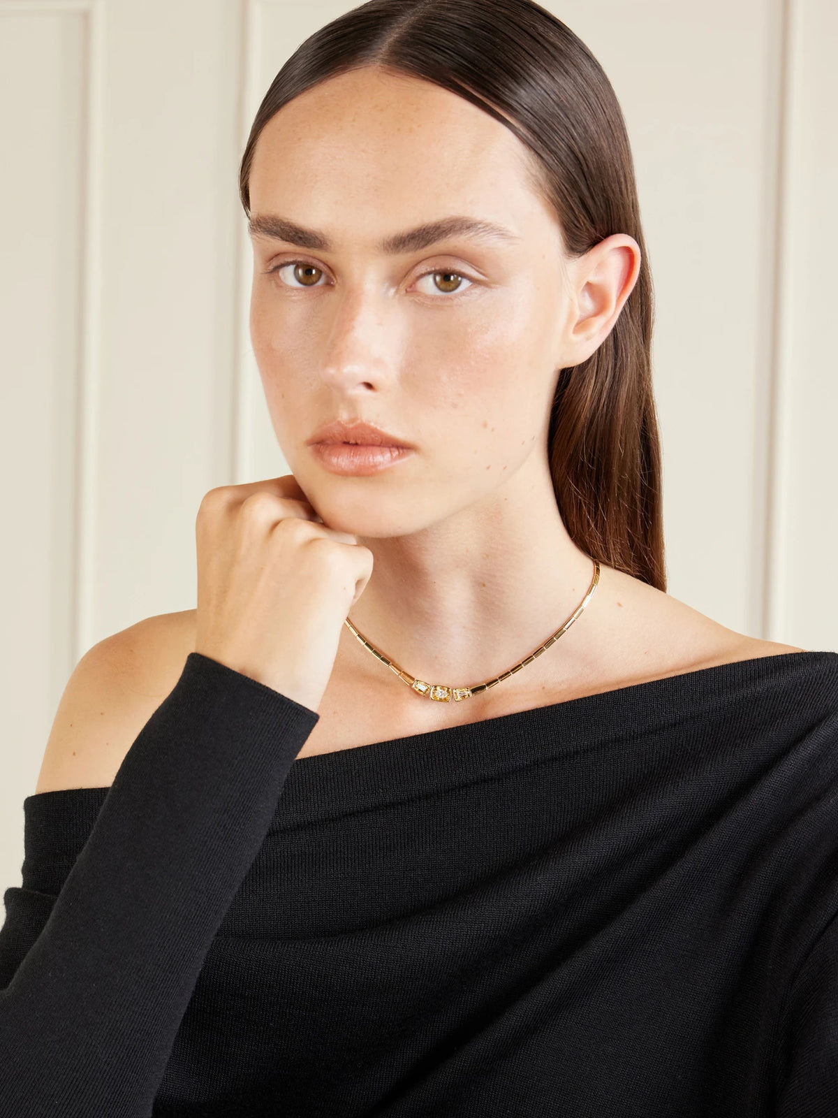 Image of Necklaces. Product name - Look 18-karat Gold And Diamond Necklace in Multi colour by brand - Nikos Koulis
