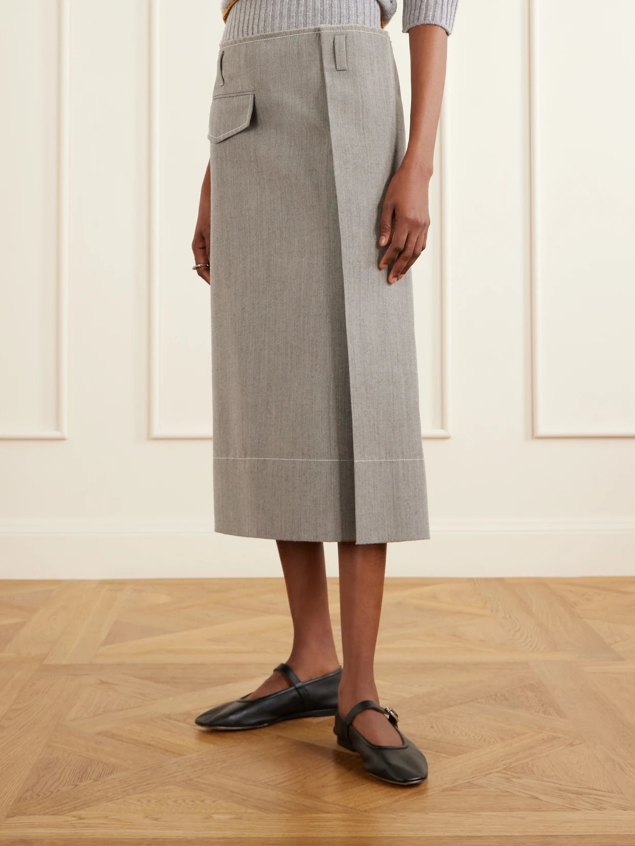 Pleated Virgin-wool Midi Skirt