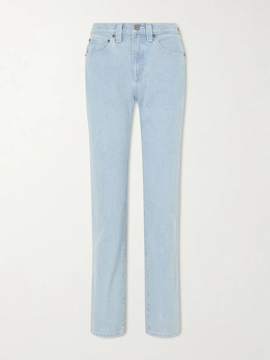 Image of Jeans. Product name - Farley Straight-leg Jeans in Light denim colour by brand - KHAITE