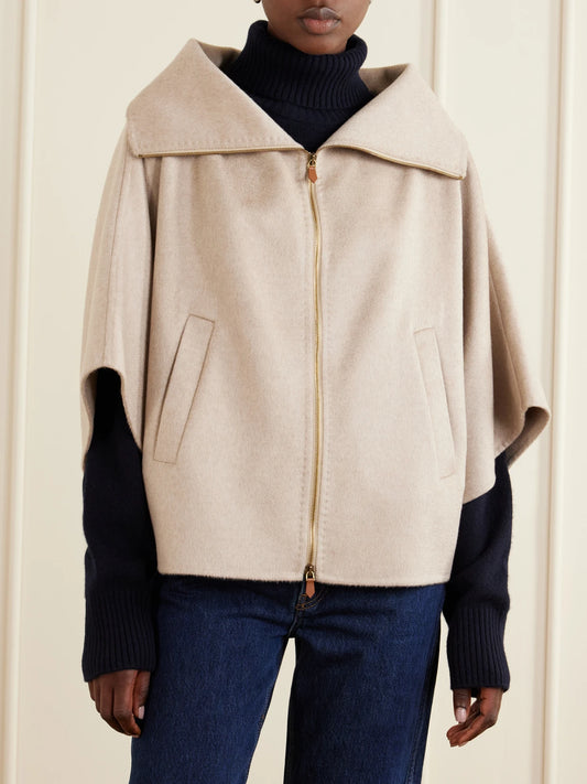 Draped Cashmere Short Coat