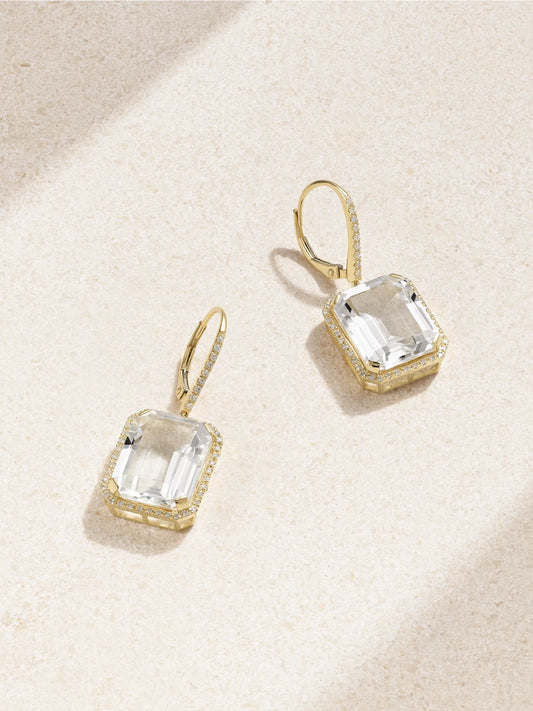 Portrait 18-karat Gold, Topaz And Diamond Earrings