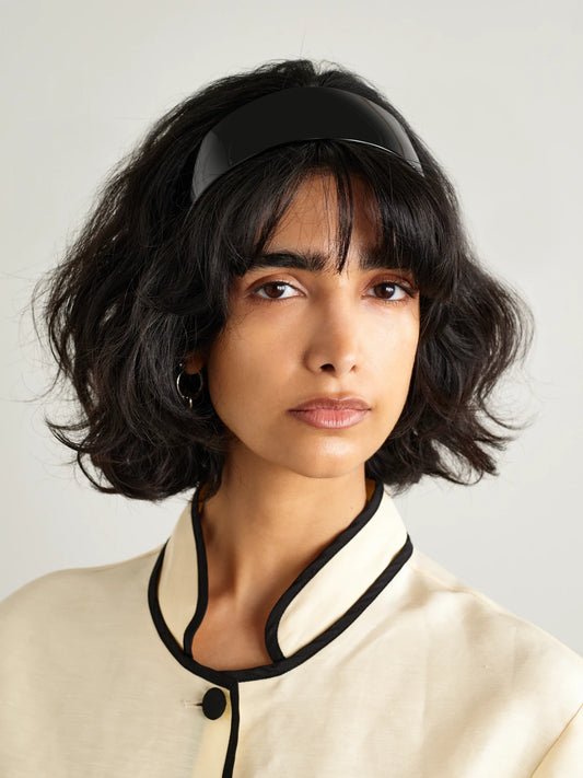 Image of Accessories. Product name - Bessette Acetate Headband in Black colour by brand - Sophie Buhai