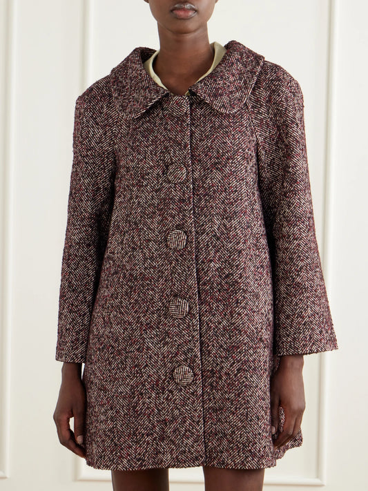 SHUSHU/TONG Wool-blend Herringbone Long Coat
