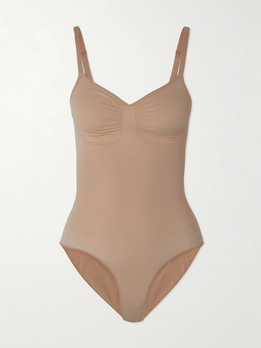Image of Lingerie. Product name - Seamless Sculpt Brief Bodysuit - Sienna in Beige colour by brand - SKIMS