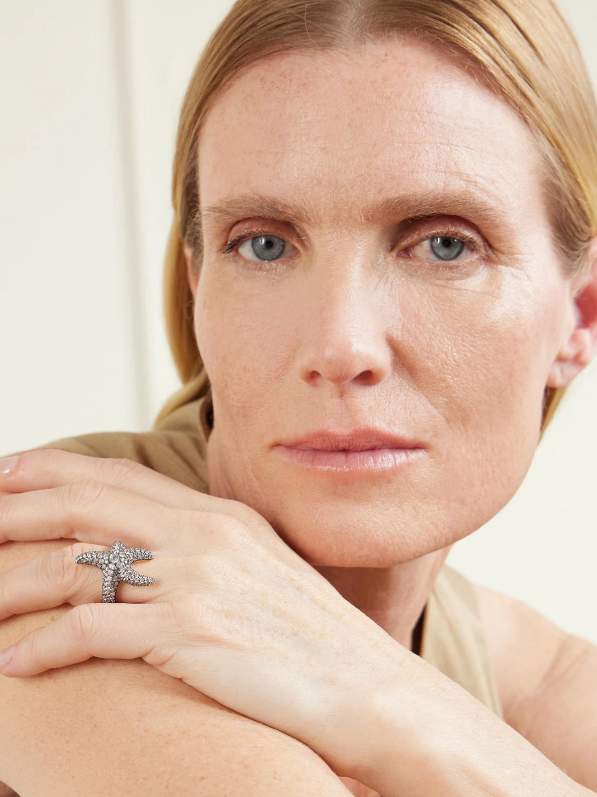 Image of Rings. Product name - Sea Star Ring 14-karat Gold Rhodium-plated Diamond Ring in Multi colour by brand - Lucy Delius