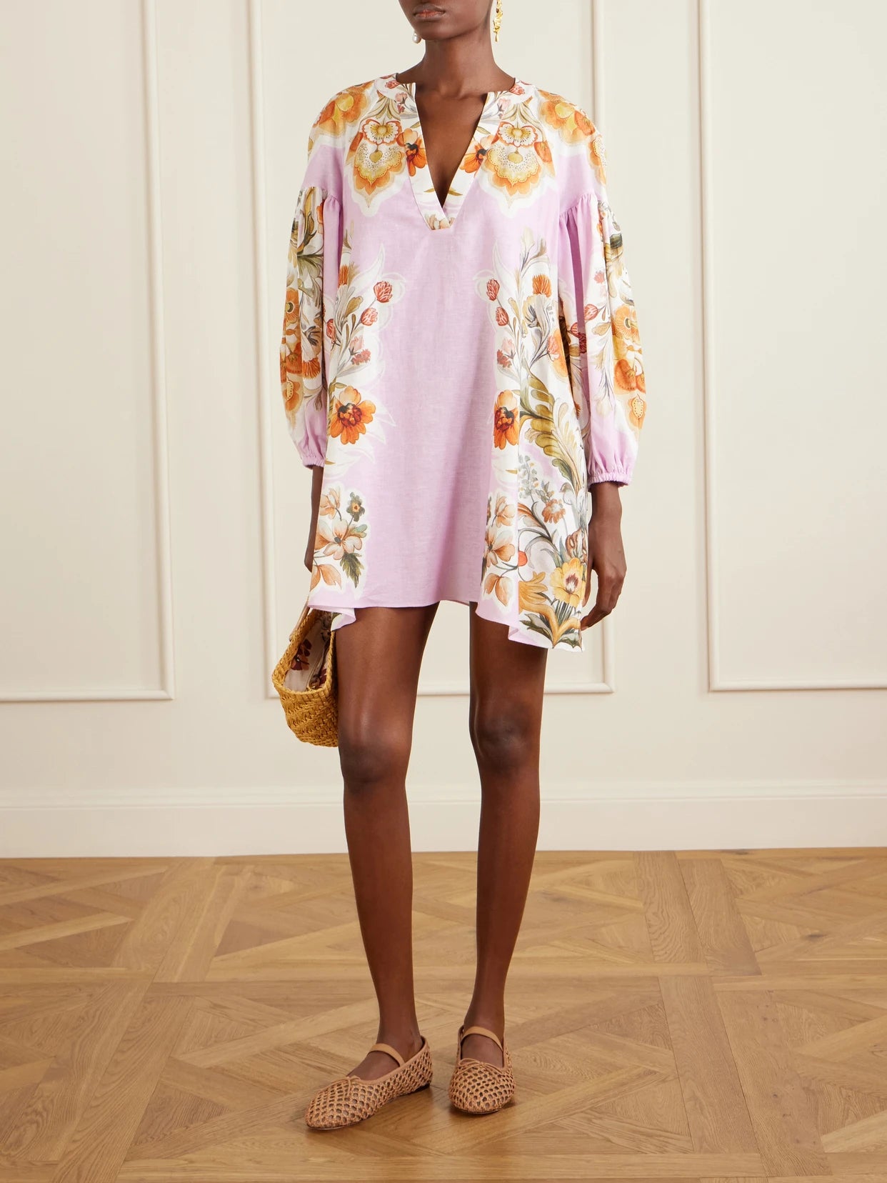 Image of Dresses. Product name - Harlow Cotton-blend Lace Mini Dress in Pink colour by brand - Borgo de Nor