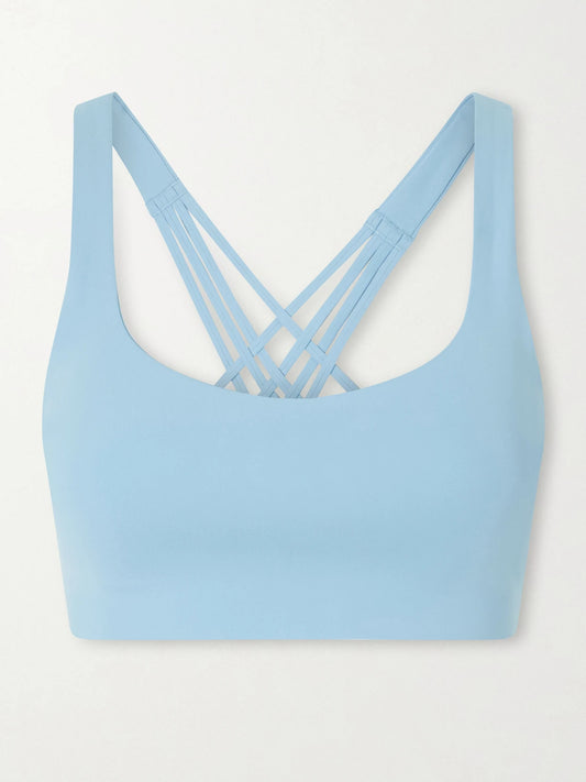 Image of Activewear. Product name - Flexyflex Stretch Sports Bra, A-b in Light blue colour by brand - lululemon