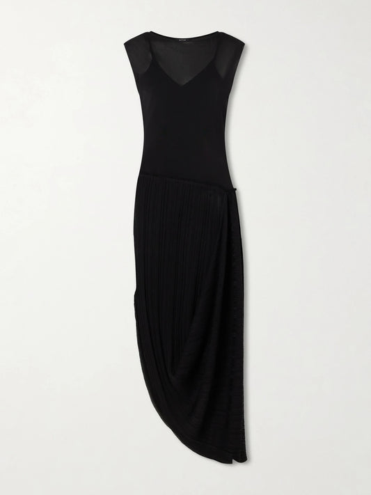 Draped Mesh-jersey Midi Dress