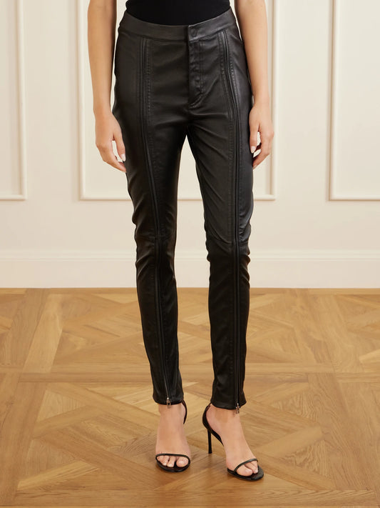 Zip-up Leather Skinny-leg Pants