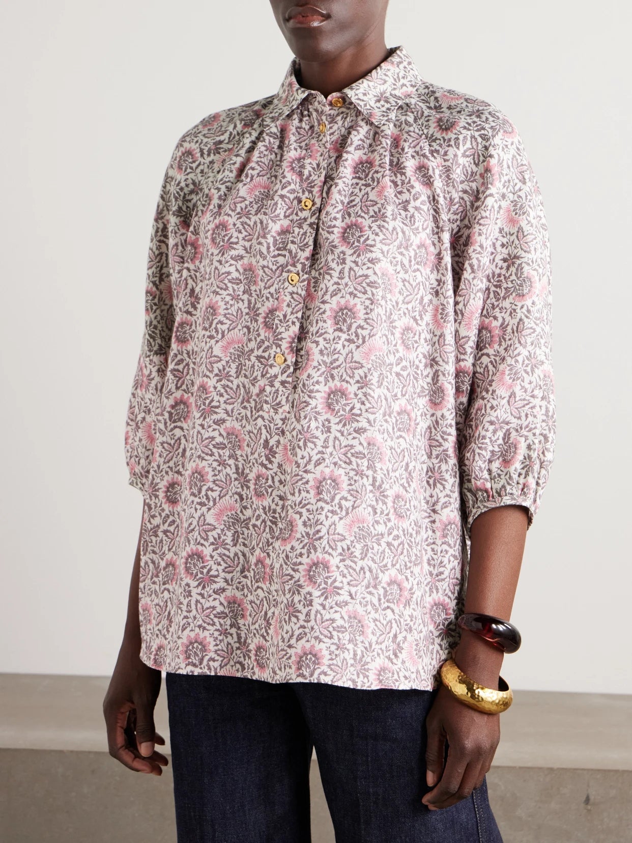 Olivia Oversized Printed Linen Shirt