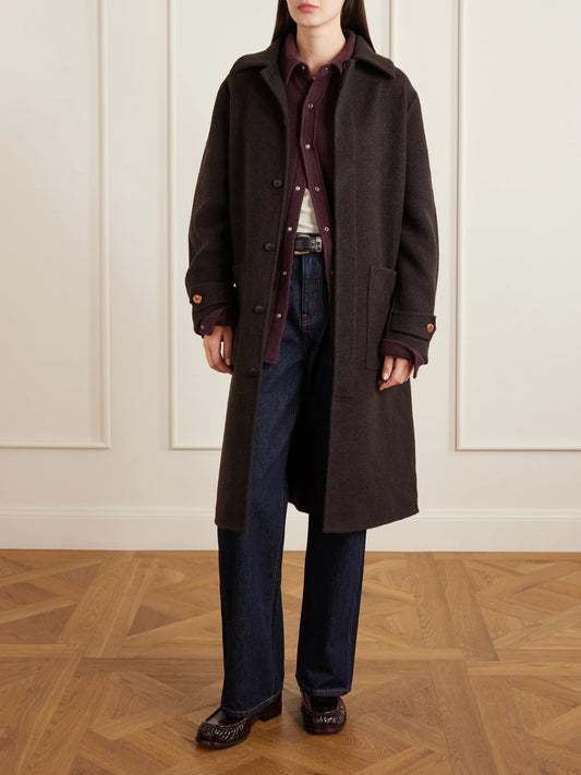 Image of Coats & Jackets. Product name - Angel Cashmere And Wool-blend Coat in Brown colour by brand - God's True Cashmere