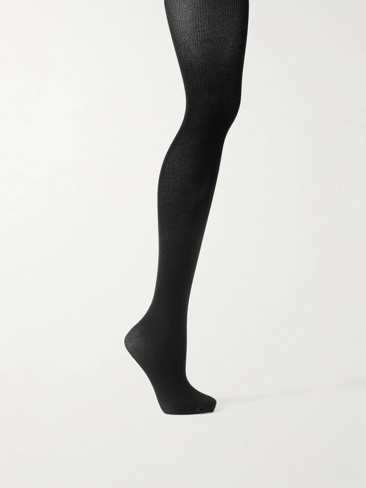 Image of Lingerie. Product name - Ribbed-knit Tights in Black colour by brand - Wolford