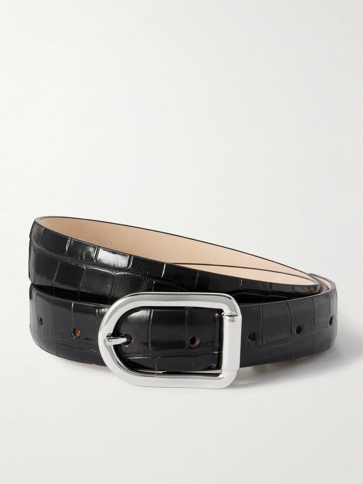 Mija Croc-effect Leather Belt