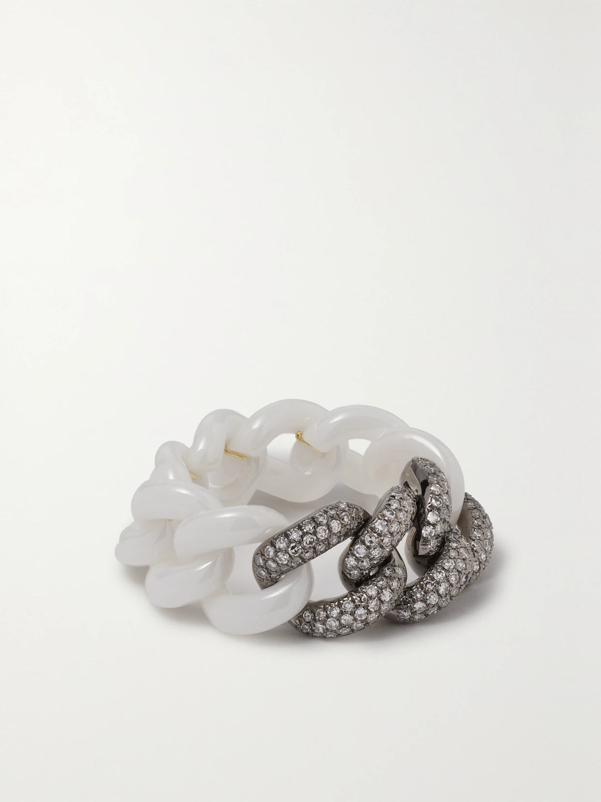 Ceramic, 18-karat Blackened Gold And Diamond Ring