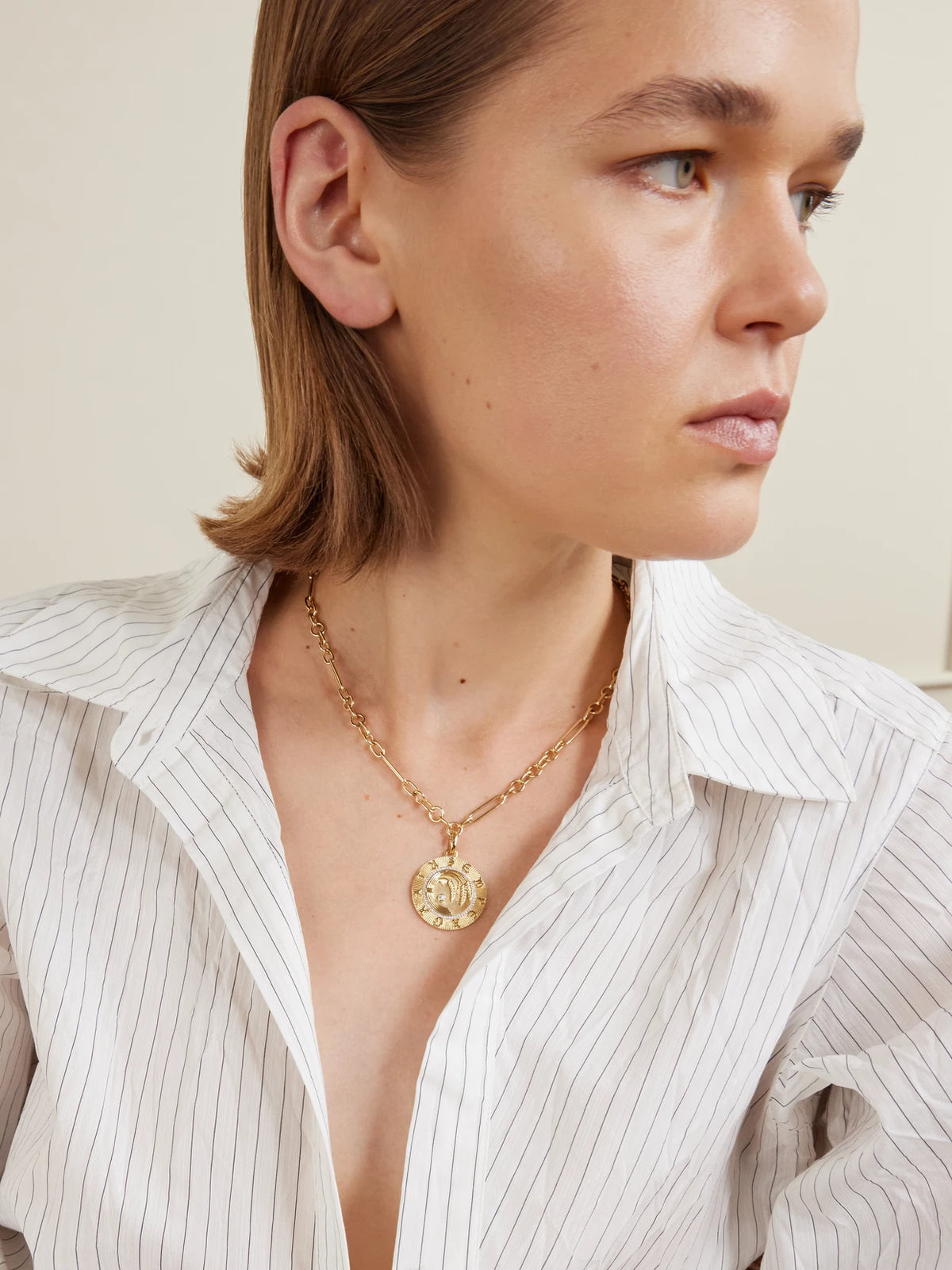 Image of Charms. Product name - Infinite Gratitude Large 18-karat Gold Diamond Pendant in Multi colour by brand - FoundRae
