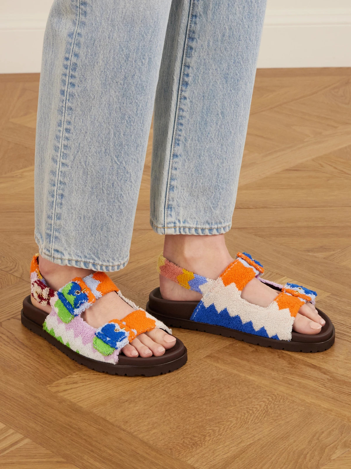 Mia Striped Terry Sandals