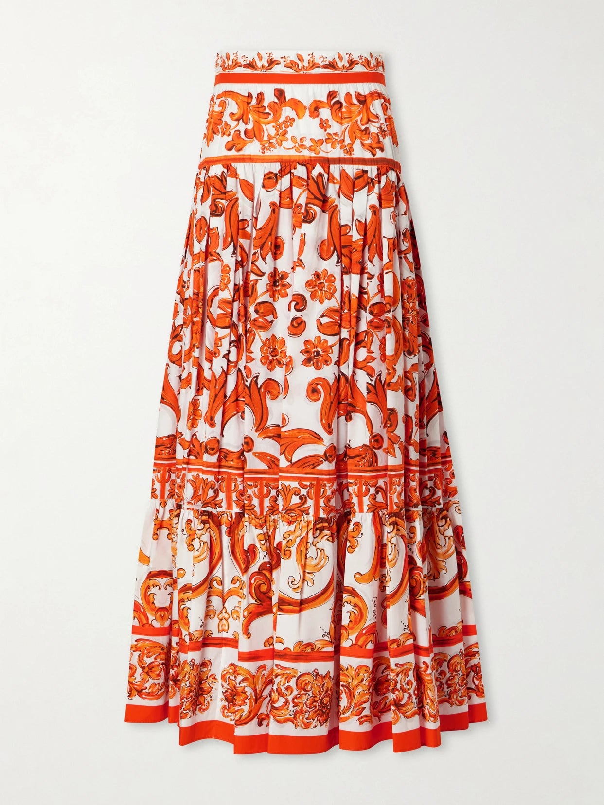 Printed Cotton-poplin Maxi Skirt
