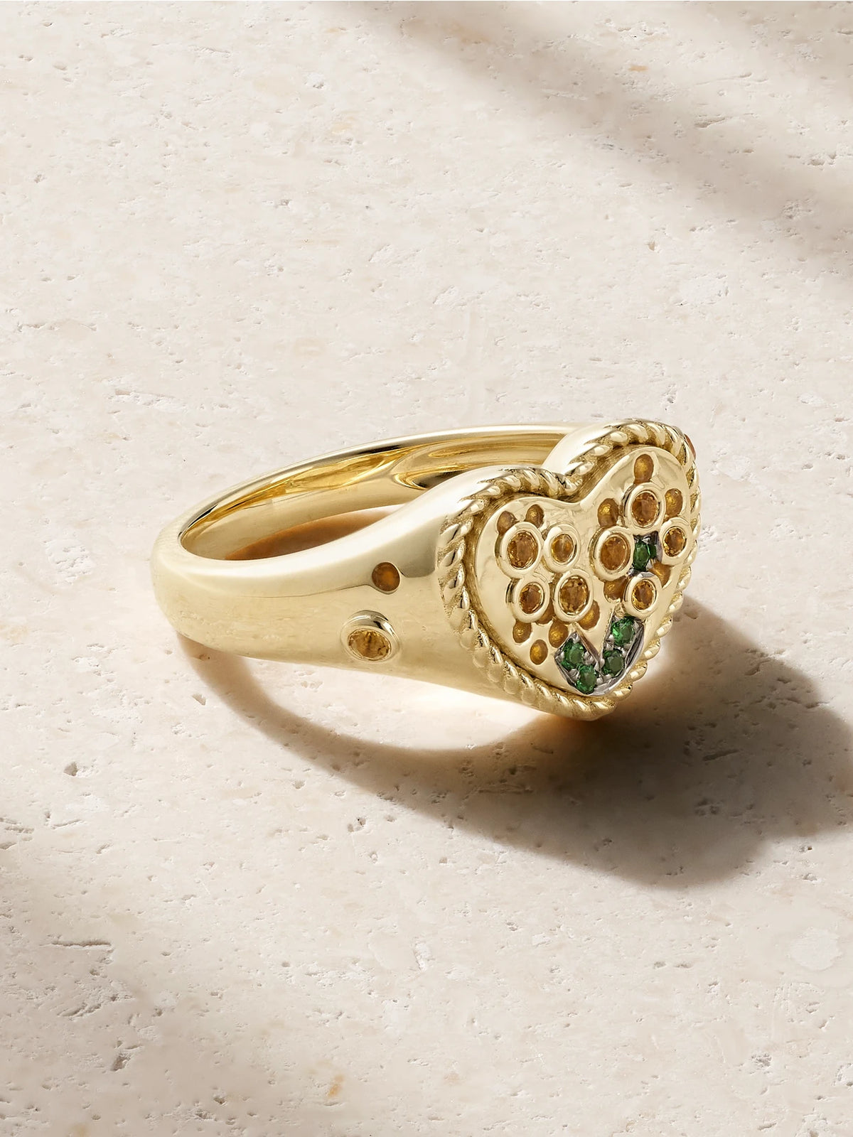 9-karat Yellow And White Gold, Enamel, Citrine And Tsavorite Ring