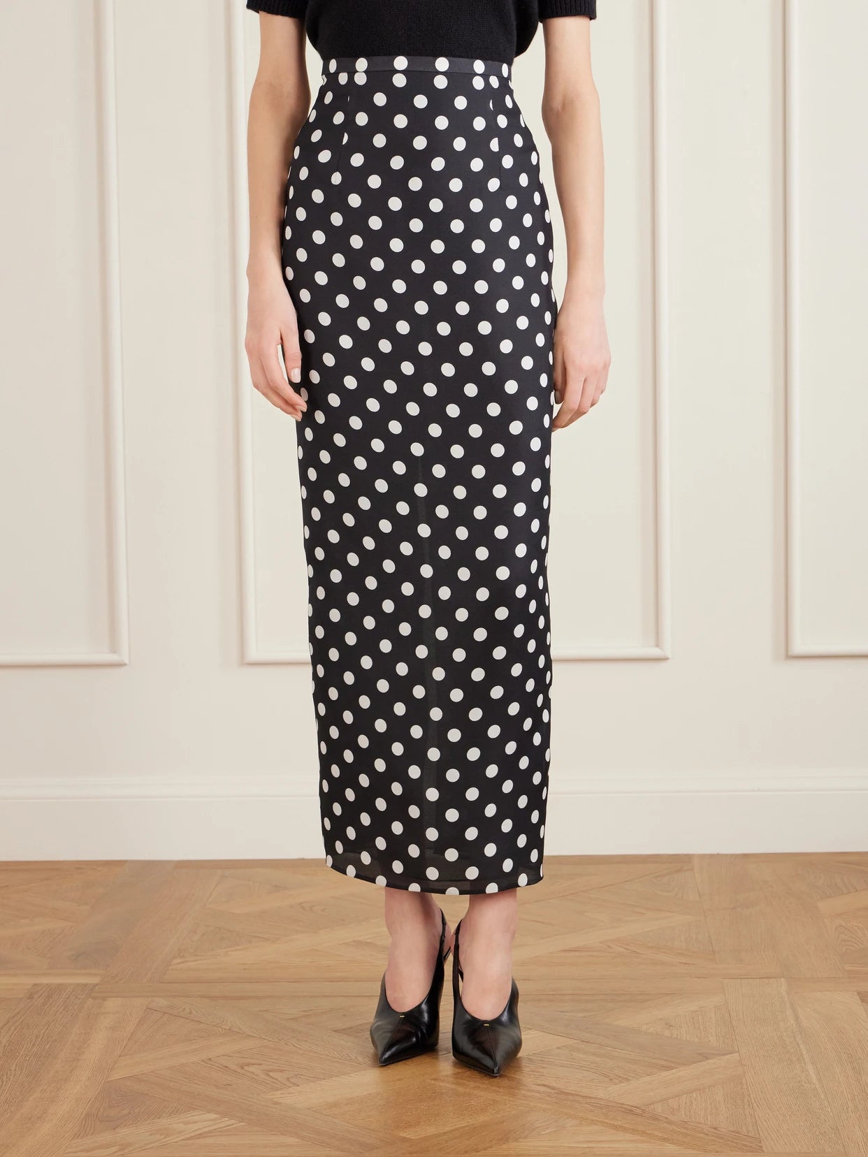 Winton Polka-dot Silk Midi Skirt