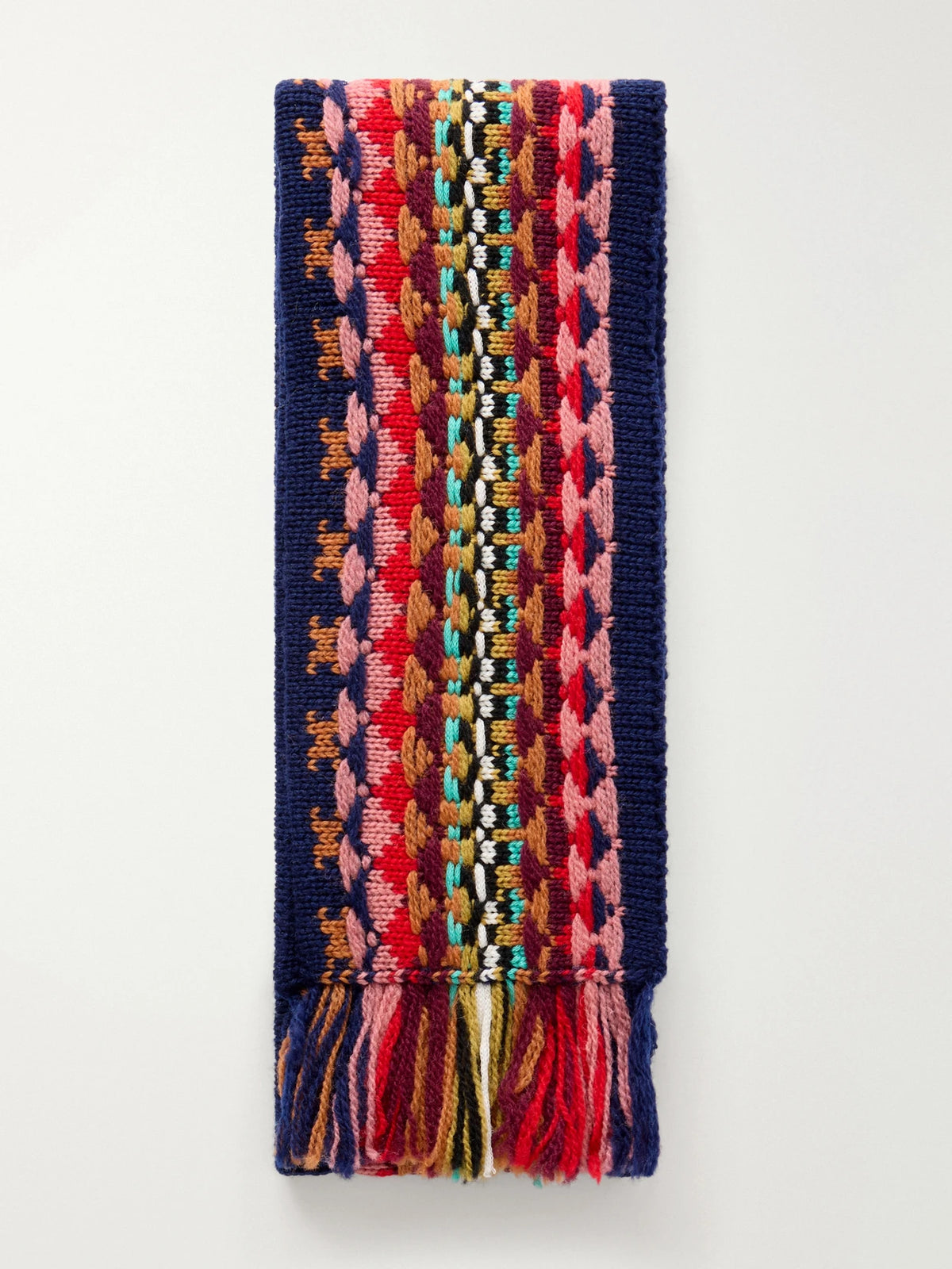Dries Van Noten Fringed Intrasia-knit Wool Scarf