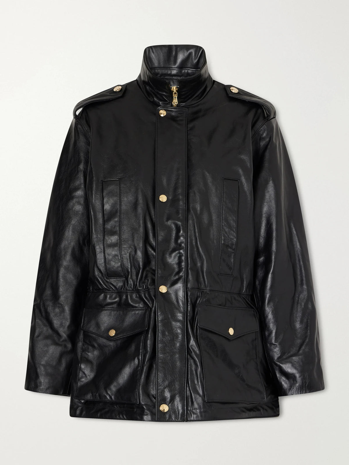 RÙADH The Blackadder Drawstring Glossed-leather Jacket