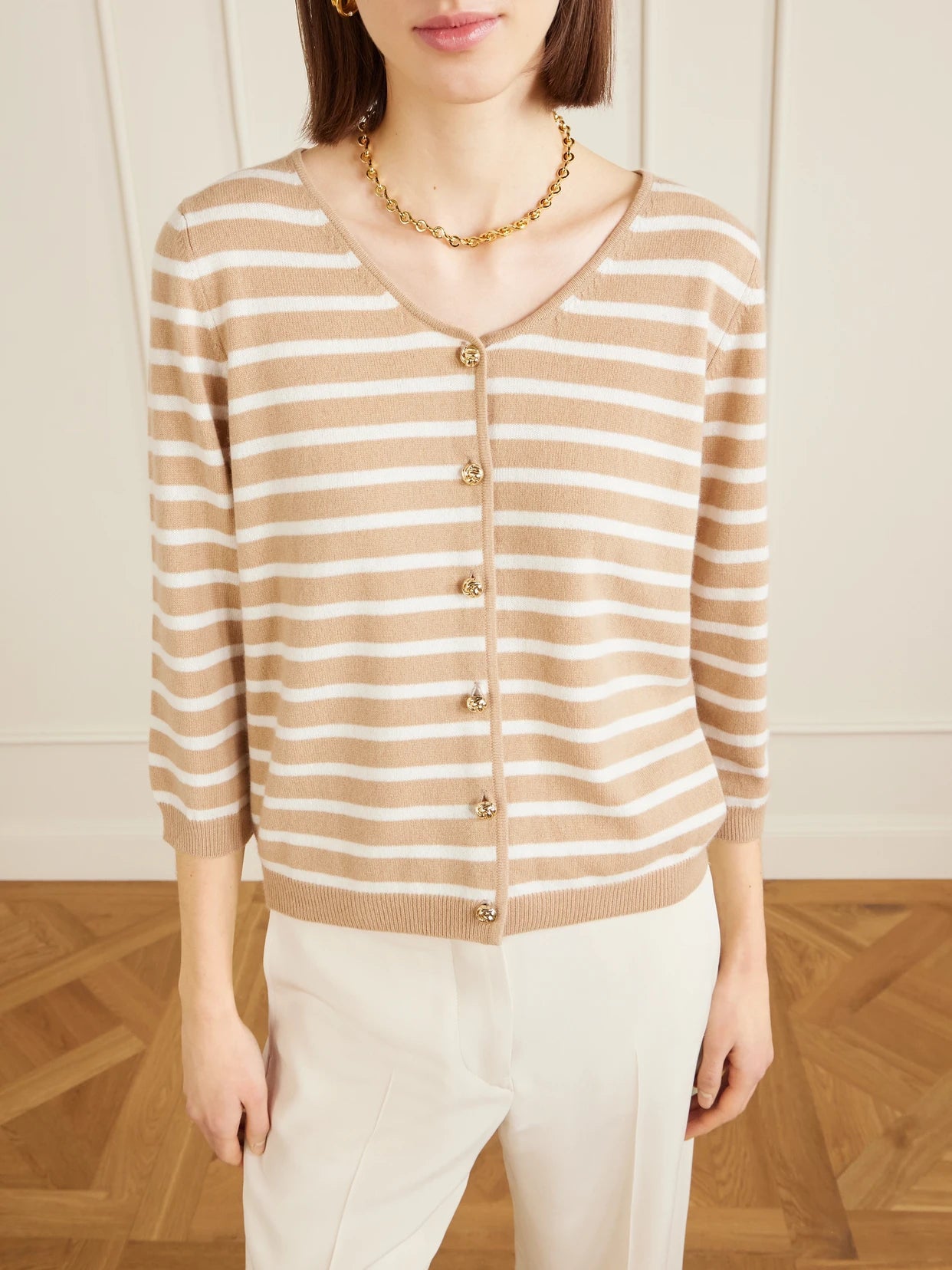 Striped Cashmere Cardigan